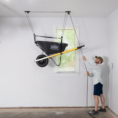 Essential Wheelbarrow Garage Ceiling Storage Hoist | Holds up to 150 lbs | 14' Lift