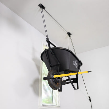Essential Wheelbarrow Garage Ceiling Storage Hoist | Holds up to 150 lbs | 14' Lift