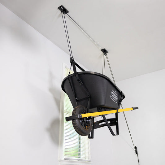 Essential Wheelbarrow Garage Ceiling Storage Hoist | Holds up to 150 lbs | 10' Lift