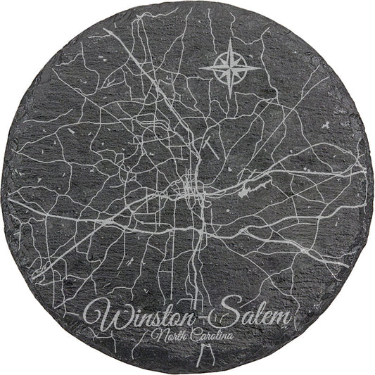 Winston-Salem, North Carolina Round Slate Coaster