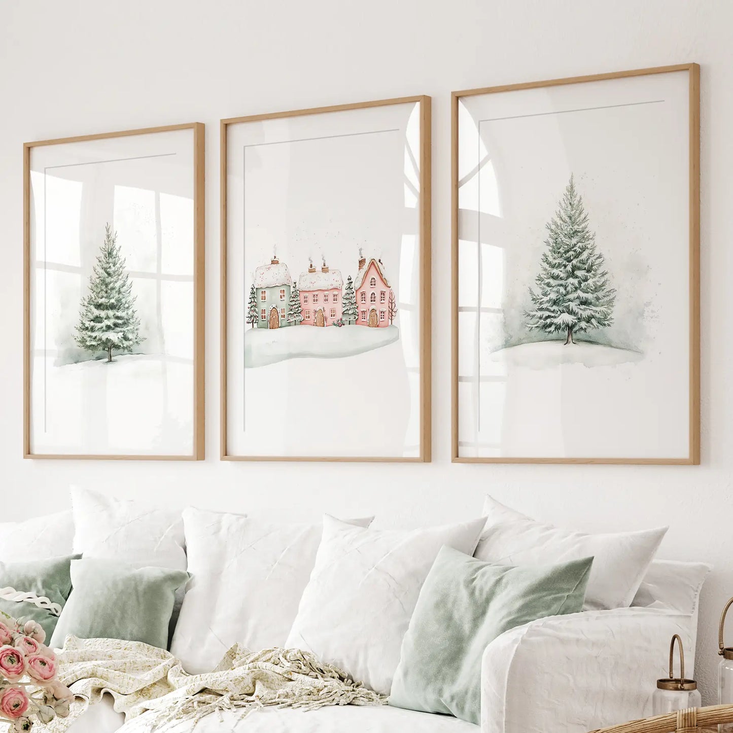 Winter Evergreen Tree Xmas Decor Wall Art Posters