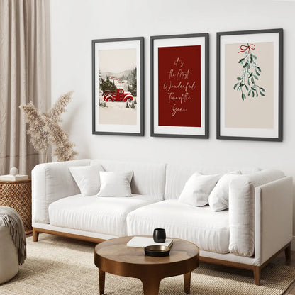 Winter Holiday Landscape Set Of 3 Wall Art