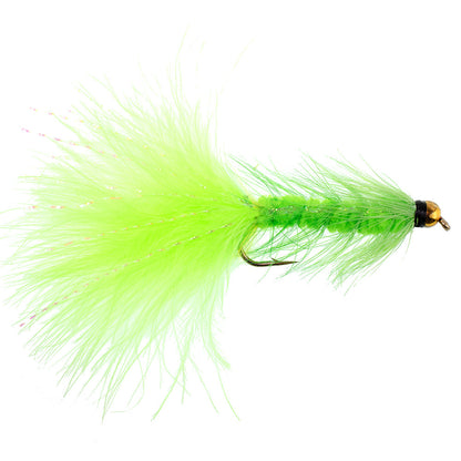 Chartreuse Bead Head Crystal Woolly Bugger Streamer Fly - 12  Flies - Size 8
