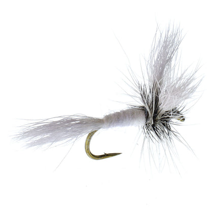 Barbless White Wulff Classic Hair Wing Dry Fly - 1 Dozen Flies Hook Size 12