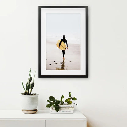 Yellow Surfboard Poster. Coastal Lifestyle Themed Print