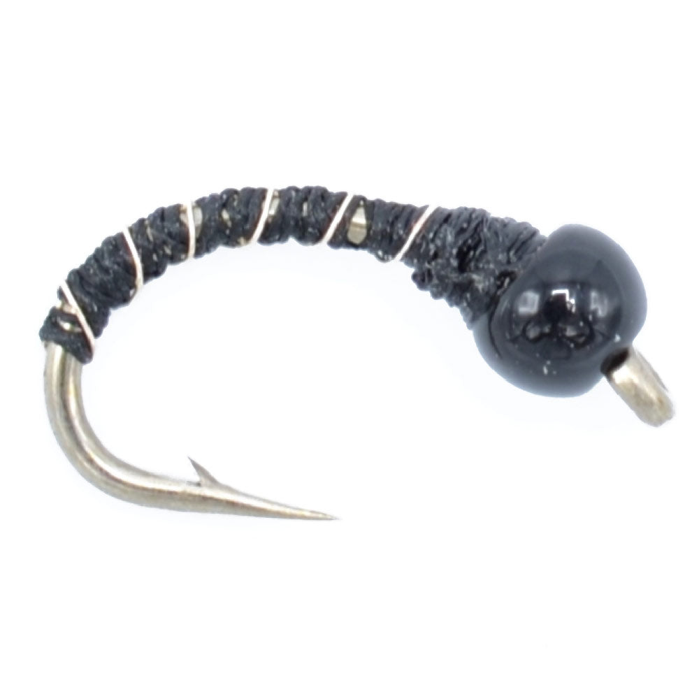Black Zebra Midge - Black Bead Head - 1 Dozen - Size 22 - Tailwater and Lake Fly Fishing Flies