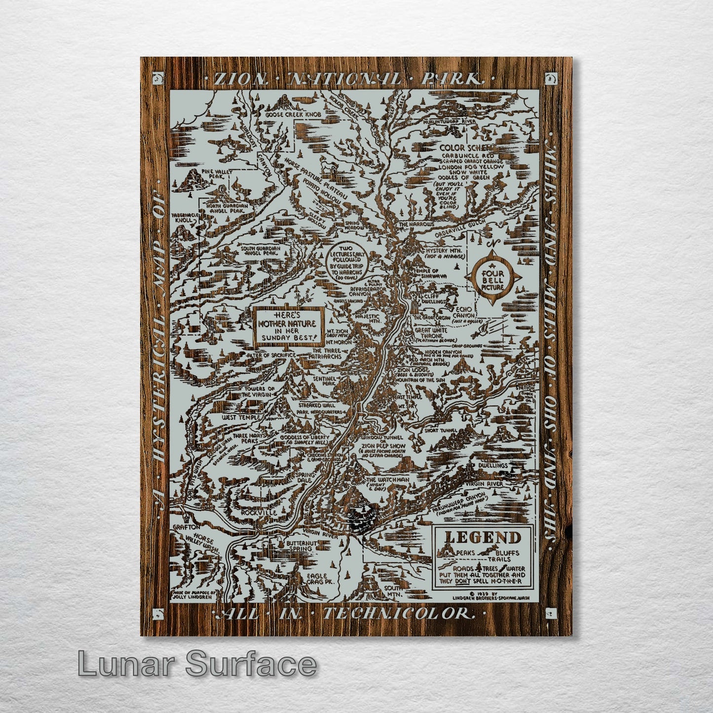 Zion National Park Hysterical Map