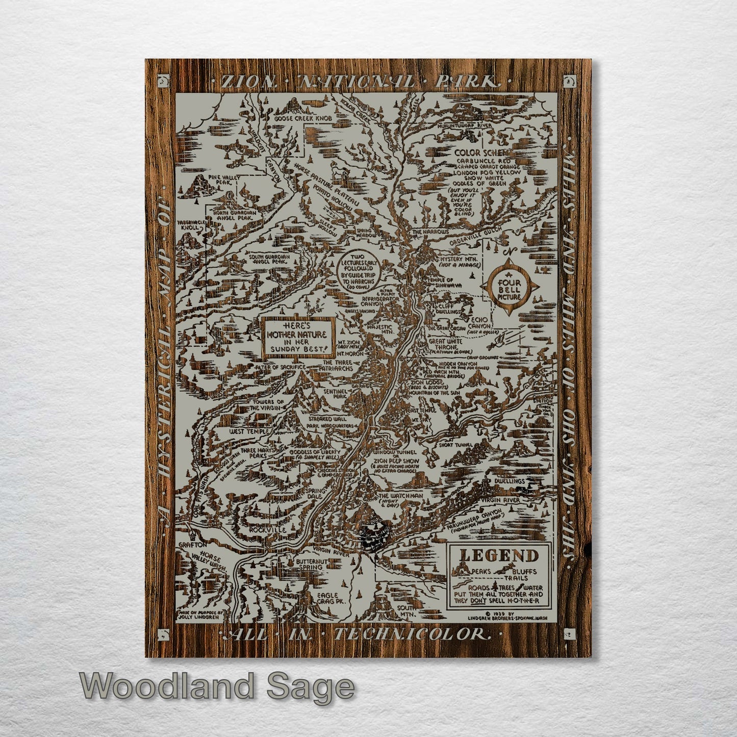 Zion National Park Hysterical Map