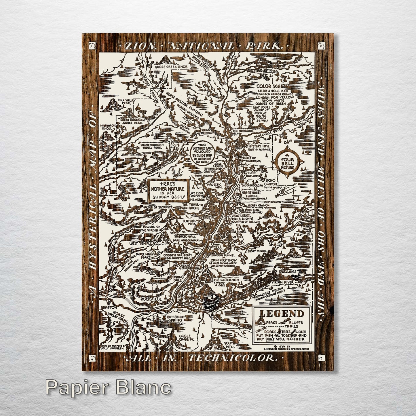 Zion National Park Hysterical Map