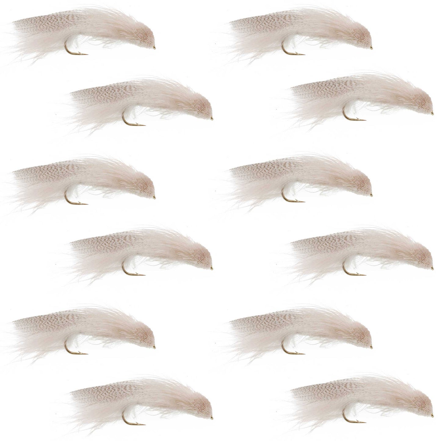 Galloup's Zoo Cougar White Streamer Fly - 12 Flies Size 4
