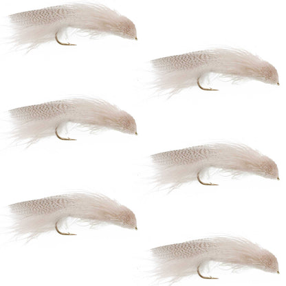 Galloup's Zoo Cougar White Streamer Fly - 6 Flies Size 4