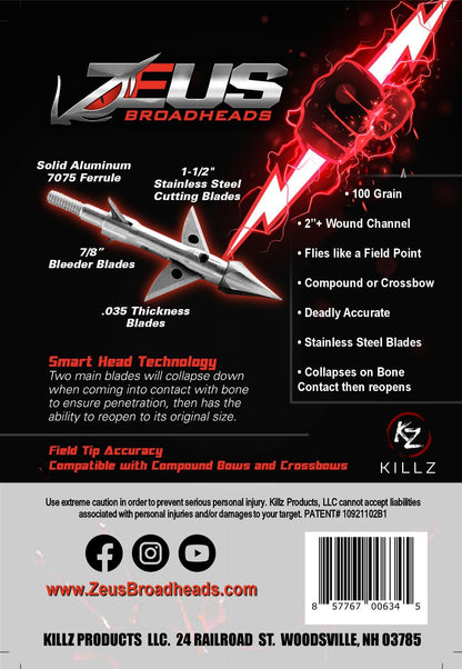 ZEUS 100 GRAIN BROADHEADS (3 PACK)