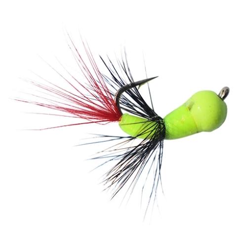 CHARTREUSE/RED TUNGSTEN AKUA JIG FLARE