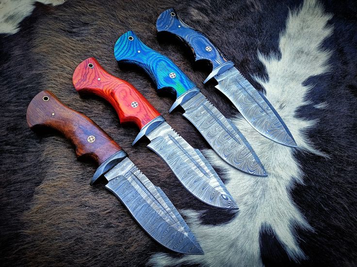 Elemental Hunter Knife – Custom 10" Damascus Steel Blade with Exotic Wood Handle