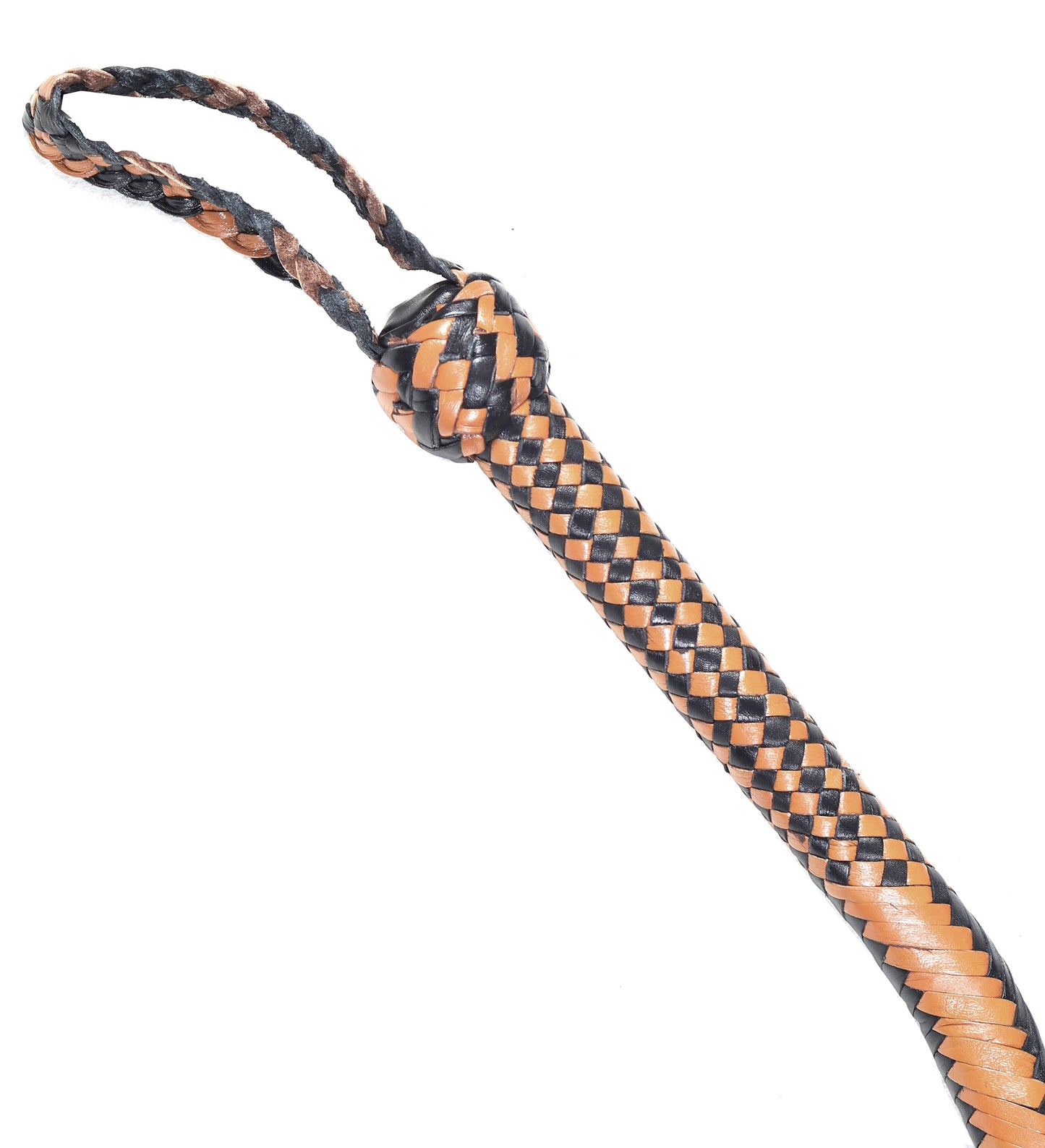 Tan & Deep Black Leather Bull Whip for Sale (4ft–16ft)