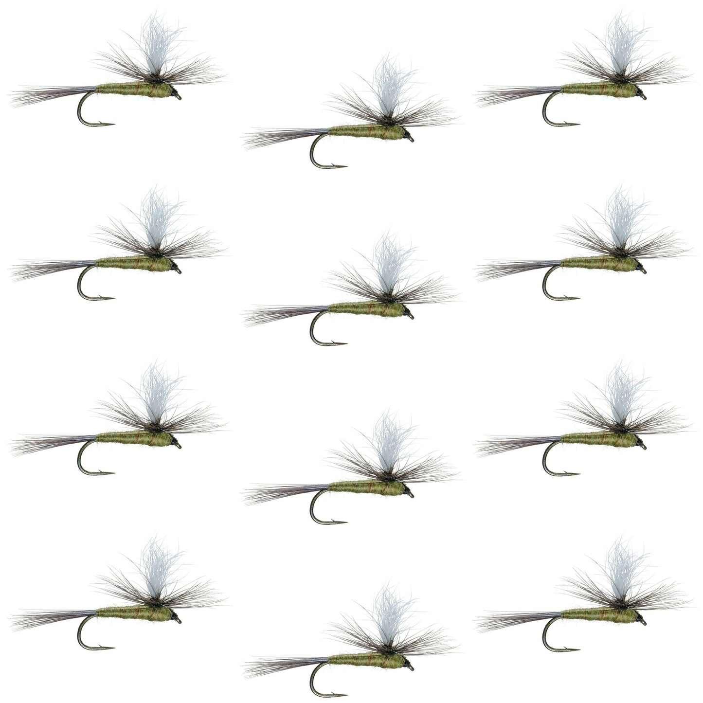 Barbless Parachute Blue Winged Olive BWO Dry Fly - 12 Flies Size 14
