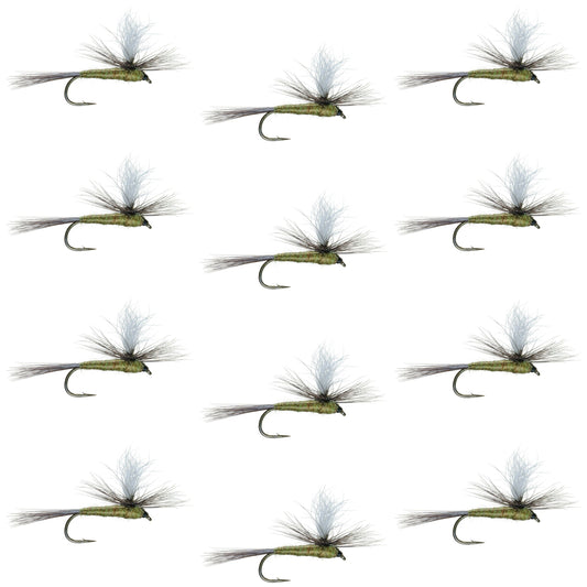 Blue Wing Olive BWO Parachute Dry Fly - 12 Flies Size 14