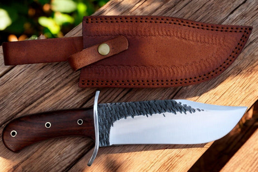 Custom Bowie Knife - Hand Forged 1095 Steel & Rosewood Handle