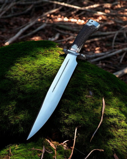 18 inch Bowie Knife With Sheath – D2 Steel Blade & Stag Horn Handle