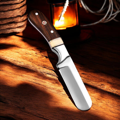 Custom Handmade Bull Cutter Knife – 7" D2 Steel with Leather Sheath