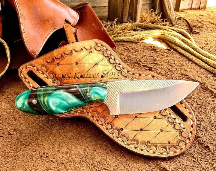 Ranch Cowboy Knife - Handmade D2 Steel Blade & Epoxy Handle