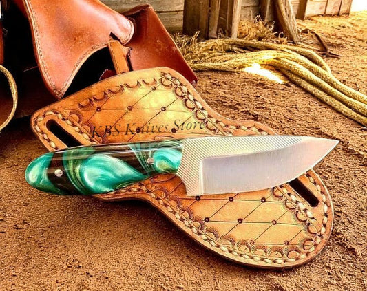 Ranch Cowboy Knife - Handmade D2 Steel Blade & Epoxy Handle