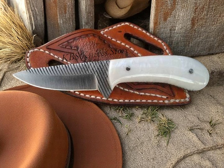 Handcrafted Cowboy Knife with Belt Sheath - 8" Rasp Steel