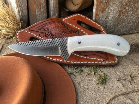 Handcrafted Cowboy Knife with Belt Sheath - 8" Rasp Steel