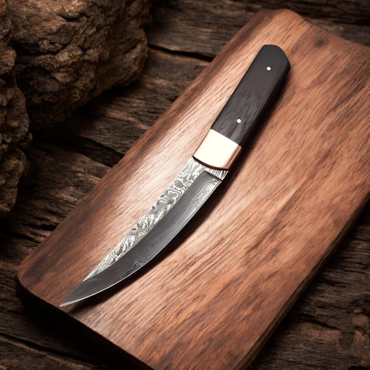 Custom Handmade Knife For Hunting – 10" Damascus Steel, Wenge Wood