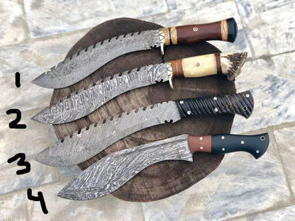 Best Kukri Knife Design – Damascus Blade Set of 4