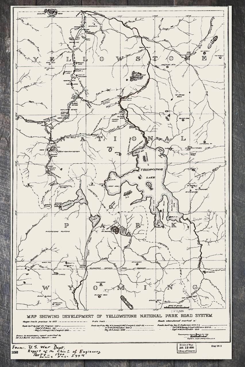 Yellowstone National Park Road System 1930