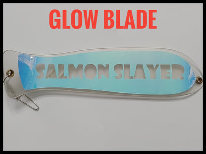 10" Chrome / Glow PERSONALIZED Dual Fin Fishblade