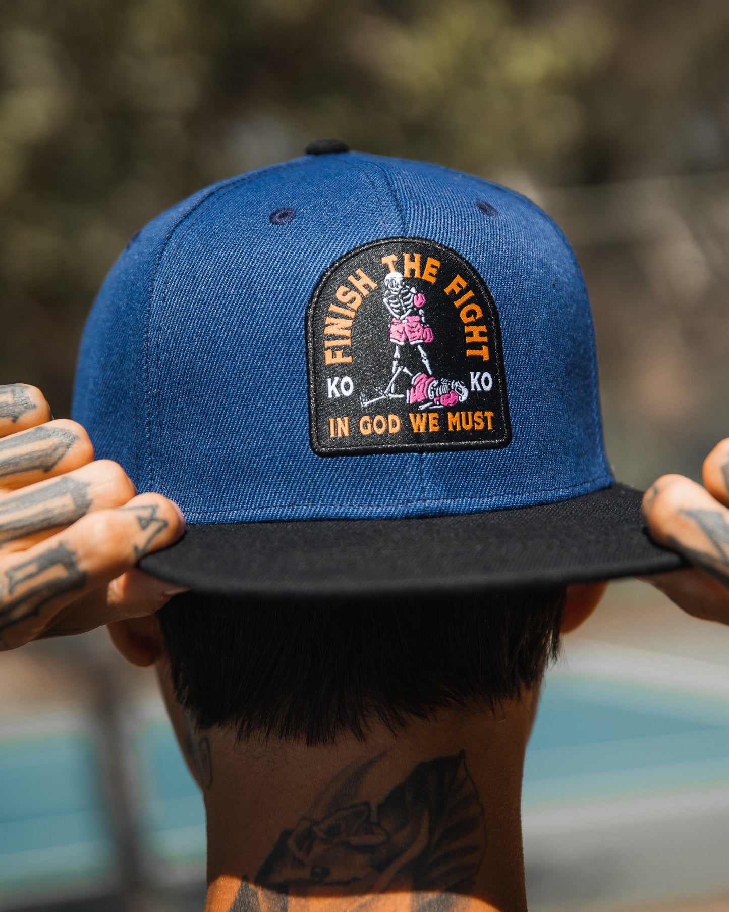 Finish The Fight Blue Snapback Hat