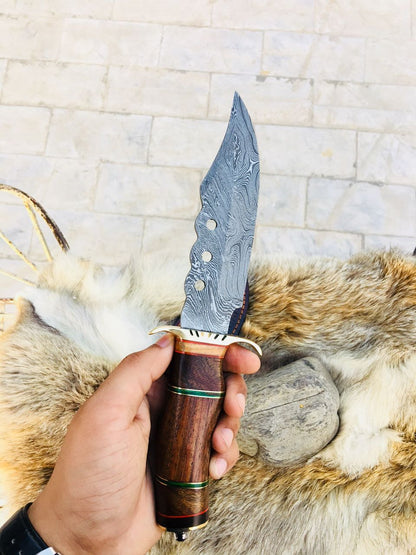 Custom Handmade Hunting Knife with Walnut Wood Handle