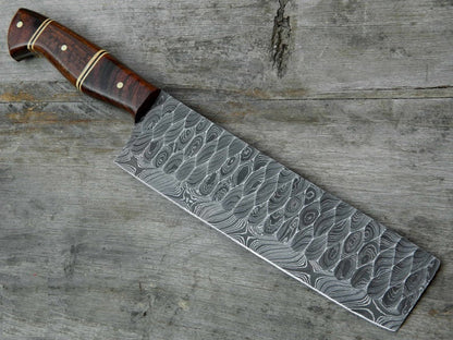 Custom Forged Damascus Cleaver Knife
