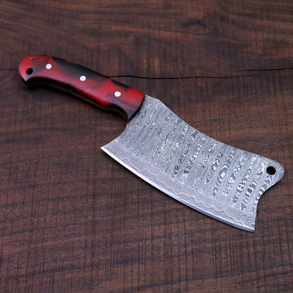 FULL TANG CUSTOM HANDMADE DAMASCUS STEEL CLEAVER KNIFE
