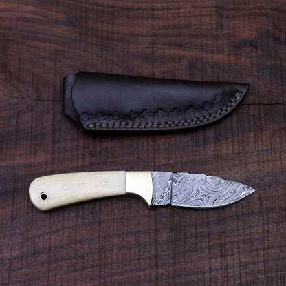 CUSTOM HANDMADE DAMASCUS STEEL SKINNING KNIFE