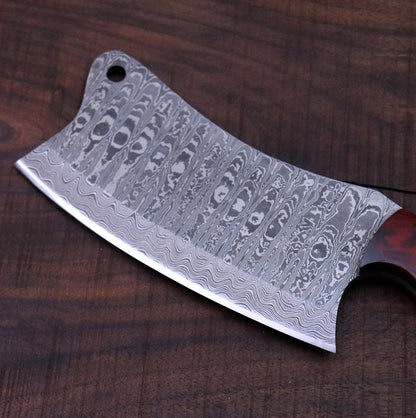 FULL TANG CUSTOM HANDMADE DAMASCUS STEEL CLEAVER KNIFE