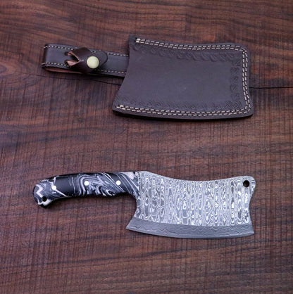 CUSTOM HANDMADE DAMASCUS STEEL CLEAVER KNIFE