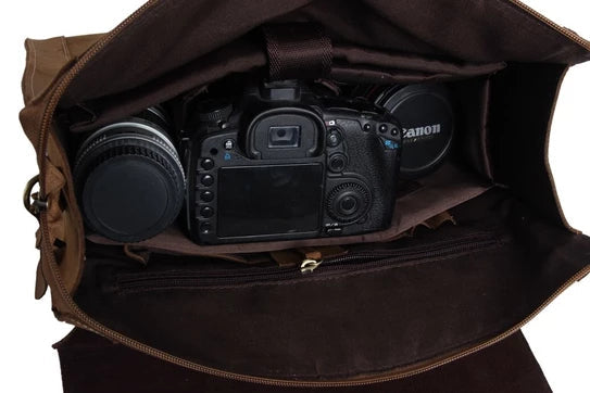Light Brown Leather Camera Bag