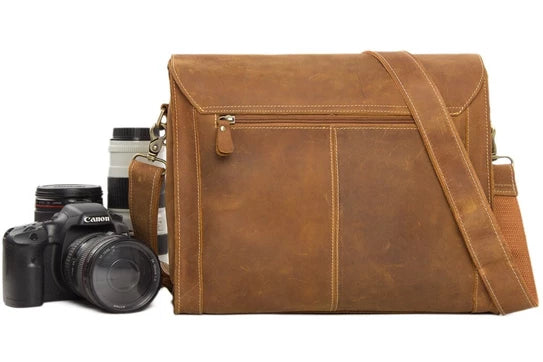 Light Brown Leather Camera Bag