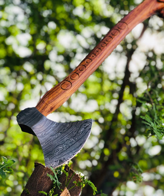 Custom Hammer Forged Damascus Steel Axe