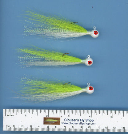 Bucktail Jigs 3 pak with Painted Heads & Eyes 1/4 oz