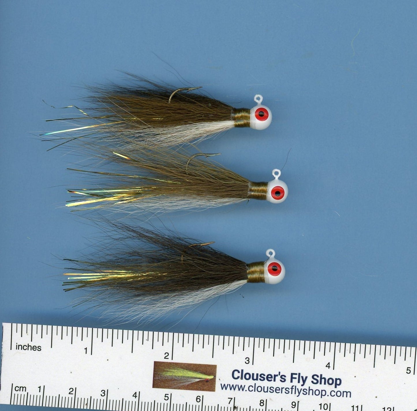 Bucktail Jigs 3 pak with Painted Heads & Eyes 1/8 oz 3 pack
