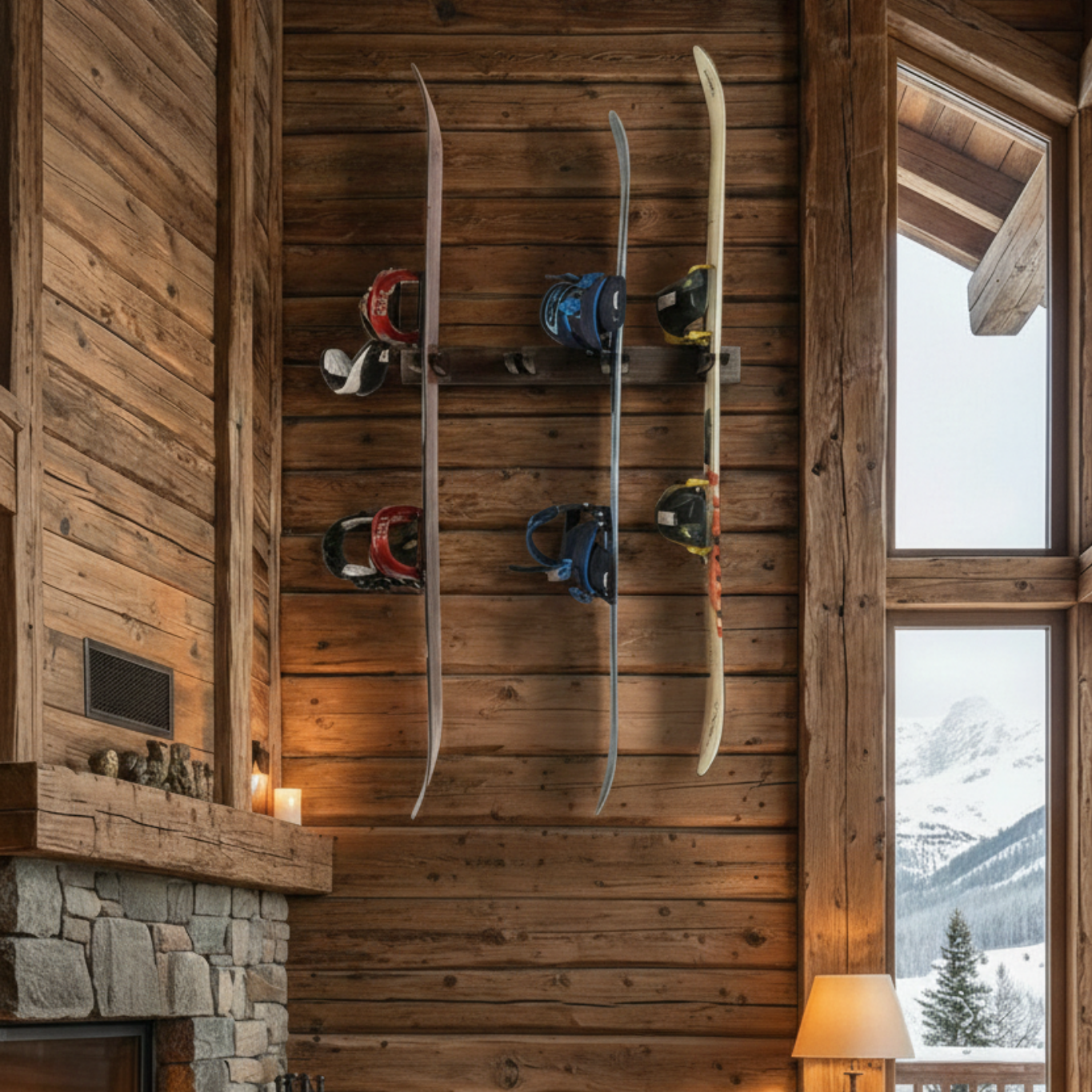 Tuscarora Ski and Snowboard Wood Rack | Holds 4 Pairs