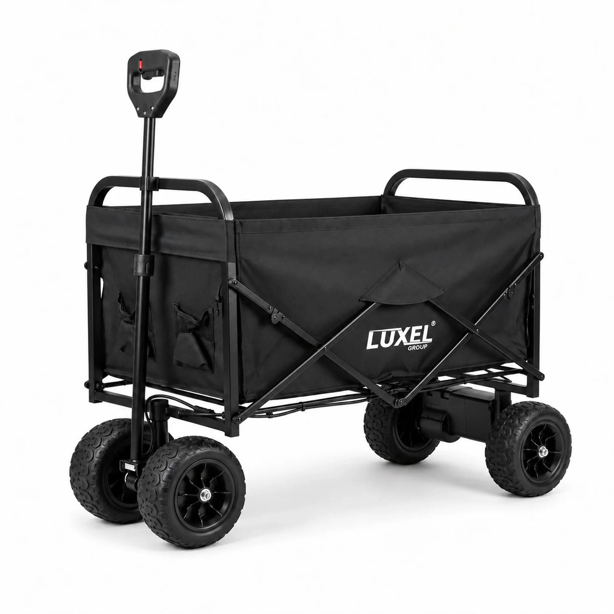 Electric Folding Wagon 500W – Motorized Utility Cart with All-Terrain Wheels Black