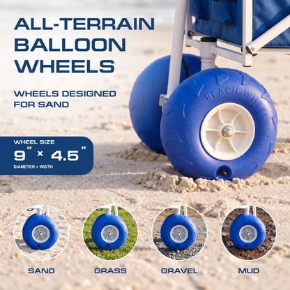 Electric Beach Wagon 500W – Motorized Folding Cart with Balloon Wheels Blue