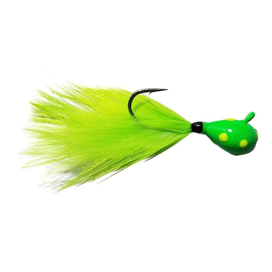 TUNGSTEN WONDER FEATHER JIG - GLOW GREEN WONDERBREAD/CHARTREUSE FEATHER