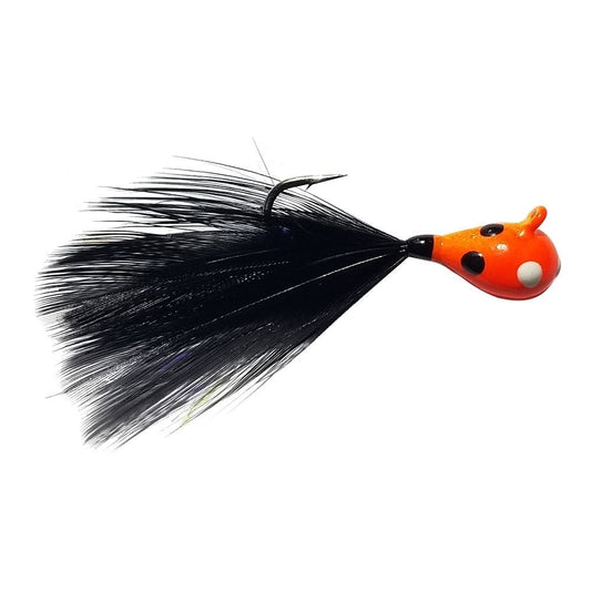 TUNGSTEN WONDER FEATHER JIG - GLOW ORANGE WONDERBREAD/BLACK FEATHER