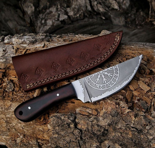 Nordic Valor - Custom Handmade 1095 Steel Classic Viking EDC Knife with Engraved Blade | KBS Knives Store